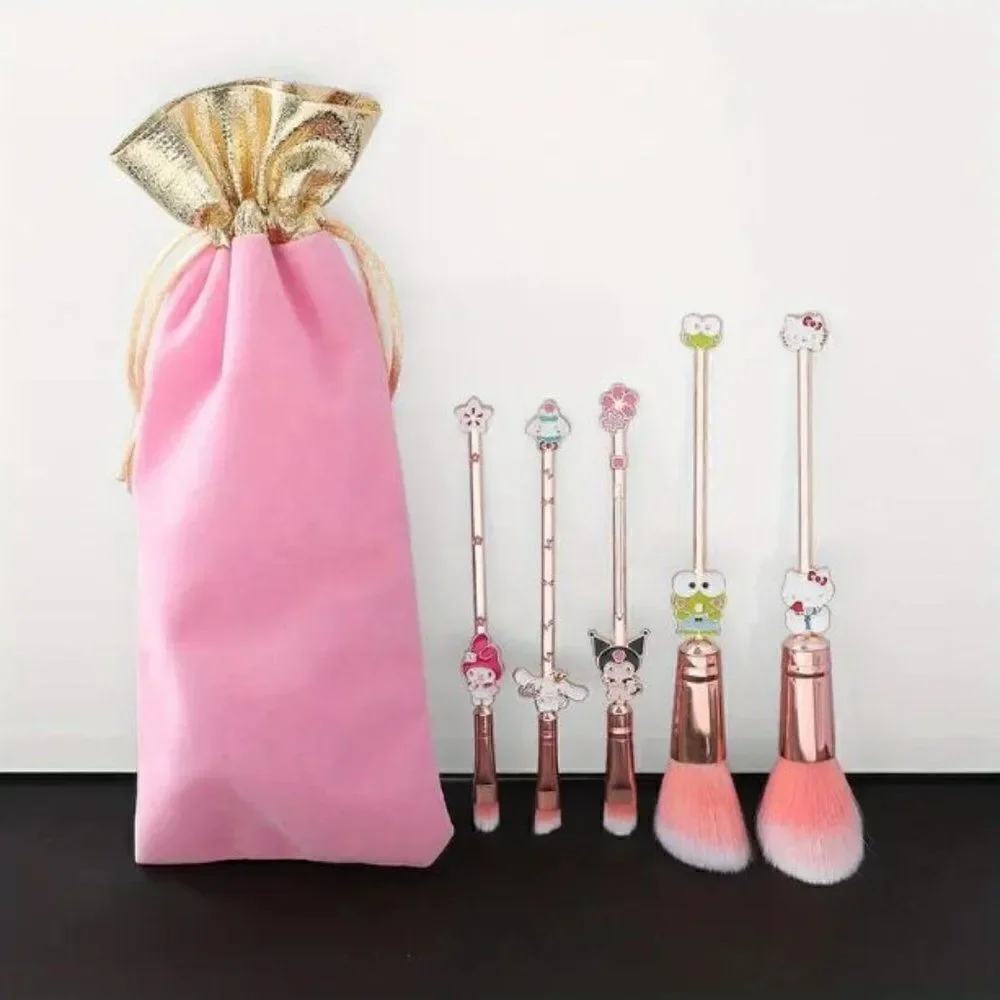 NEW! 5pcs Hello Kitty and Friends Makeup Brush w/ Metal Handles & Travel Case!